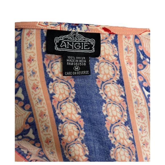 Angie Kimono Womens M Boho Floral Print Open Cardigan Lace Trim Dolman Peach - Picture 8 of 10